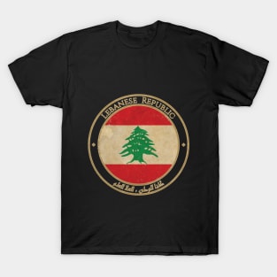 Vintage Lebanon Lebanese Republic Asia Asian Flag T-Shirt